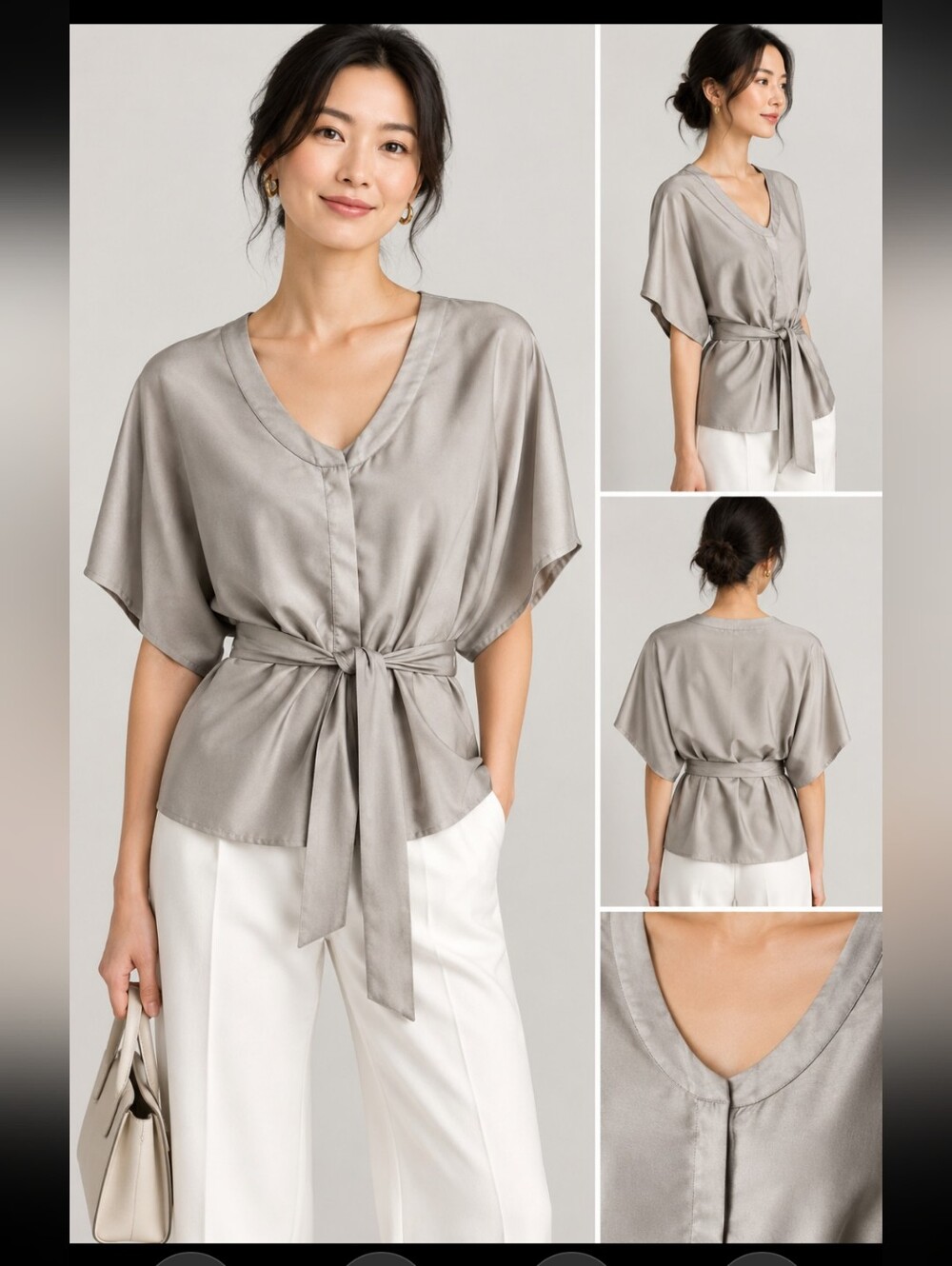 NWT Club Monaco Kimono Style Blouse with Tie